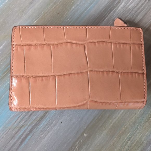 Coach Pink Croc-Embossed Wallet with Gold Hardware - Picture 2 of 11